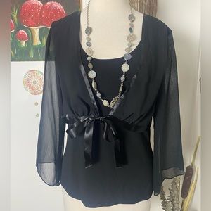 B.i.y.a.y.c.d.a Career cute layered black top tank sheer cropped over top L